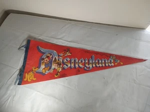 Vintage Disneyland Red Pennant Characters Mickey, Minnie, Goofy, Pluto - Picture 1 of 6