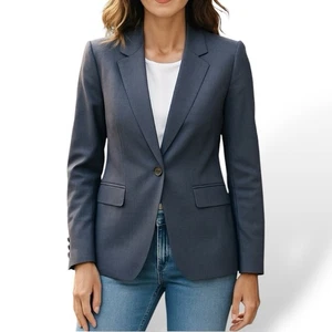 DKNY Blazer Blue One Button Suit Jacket Long Sleeve Size 12 Office Business Work - Picture 1 of 12