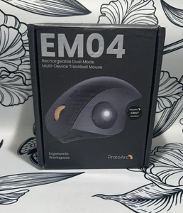 ProtoArc Wireless EM04 PC Ergonomic Bluetooth Trackball Mouse - Picture 1 of 8