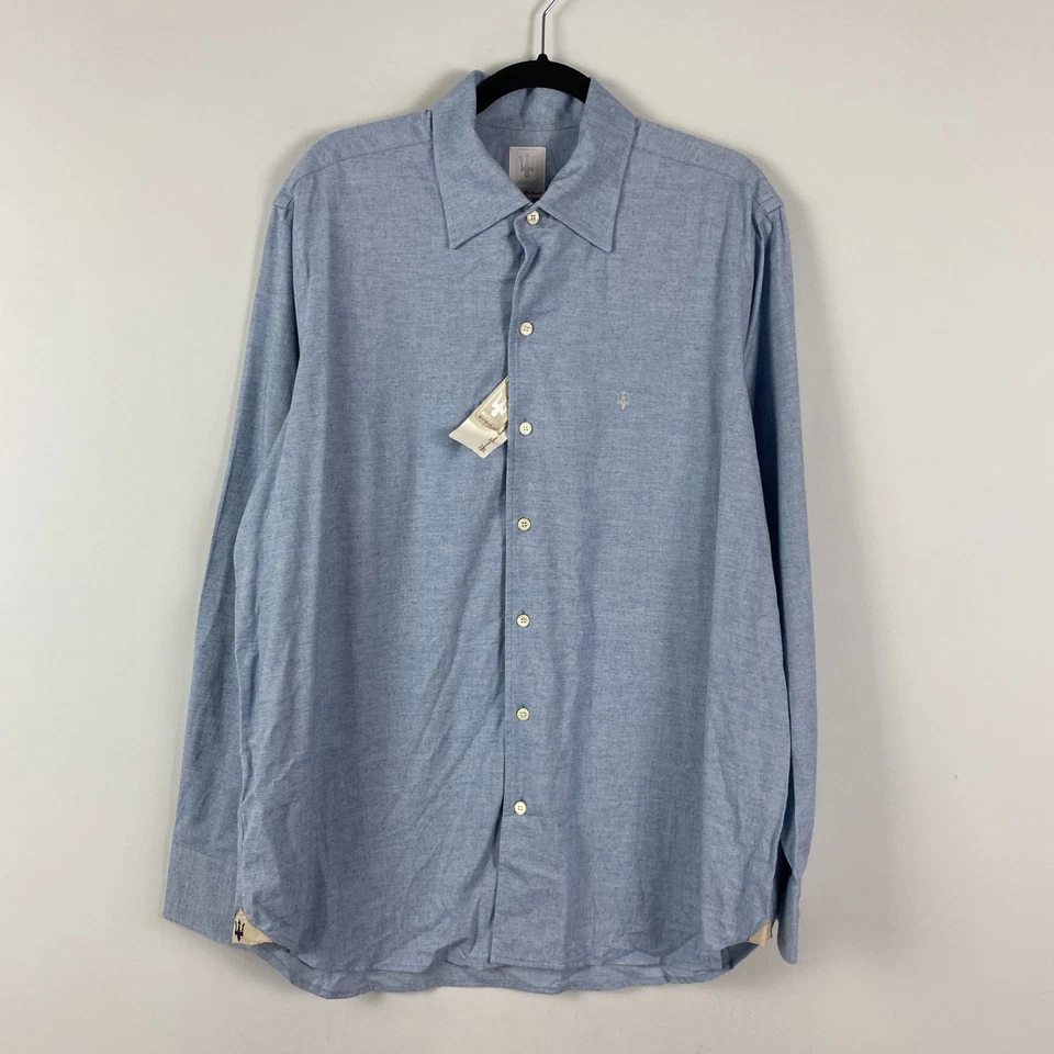 Maserati Button Up Long-Sleeve Shirt Blue Size XL Logo Long Sleeve - Image 1 of 4