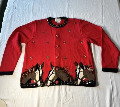 Cárdigan de Colección Just B Abotonado MED Caballo Ecuestre Vaquero Occidental Novedad Foto 1 de 4