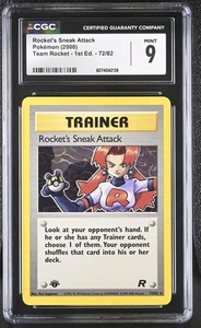 CGC 9 MINT Rocket's Sneak Attack Team Rocket 1st Edition 72/82 Pokemon Card - Picture 1 of 2