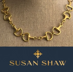 Susan Shaw Equestrian Necklace Horse Bit 24k Gold TPG Jewelry - Picture 1 of 15