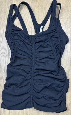 Alexander Wang Ruched Tank Top Crisscross Straps Size XS Black MSRP $295 - Image 1 of 4