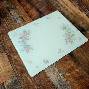Vintage Pfaltzgraff Tempered Glass Square Cutting Board in Tea Rose Pattern - Picture 1 of 6