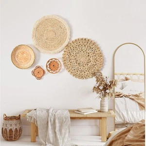 Bohemian Wall Decoration - Gourd Grass Rattan 30cm Round 4J4C - Picture 1 of 6