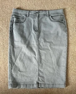 TU Classic Grey Denim Stretch Skirt Womens UK Size 14 - Picture 1 of 5