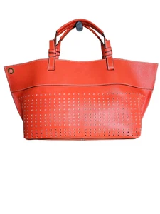 Bolso shopper grande de cuero auténtico Made in Italy naranja amarillo - Imagen 1 de 19
