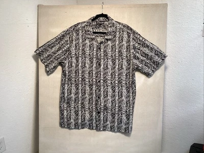 Stacy Adam’s Hombre Camisa Manga Corta XXL Geométrica Negro/Blanco Botón Abajo Foto 1 de 4