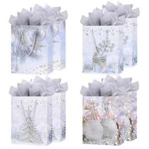 8 Pack Large Christmas Gifts Bag 12.6’’ Xmas Paper Gift Bags with Tissue Pape... - Picture 1 of 7