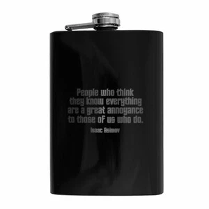 Frasco negro de 8 oz para personas que piensan que lo saben todo - Imagen 1 de 1