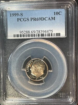 1999 S 10c Clad Roosevelt Dime  PCGS PR69 DCAM - Image 1 of 4
