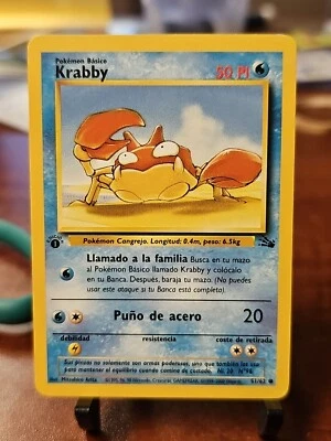 1999 Pokemon Fossil RARE Spanish 1st Edition Krabby #51 - Image 1 of 3