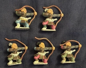 5 DIXON MINIATURES 25mm painte metal wargaming figures Oriental Samurai ASHIGARU - Picture 1 of 2