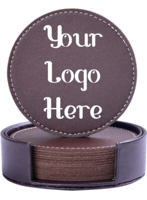 POSAVASOS DE CUERO GRANATE PREMIUM GRABADOS PERSONALIZADOS CON SOPORTE DE CUERO **JUEGO DE 8** Foto 1 de 2