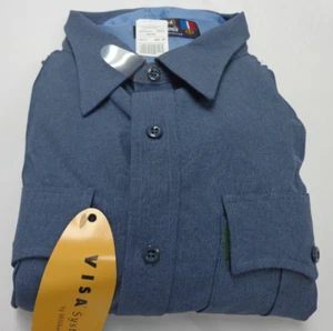 NEW Flying Cross French Blue Hidden Zipper Uniform Shirt Polyester 22 - 35 - Picture 1 of 10