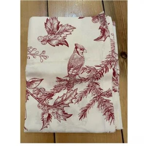 NEW! Plow & Hearth Curtain/Drape. Winter Toile. Cardinal Pine Tree Holly. 80x36" - Picture 1 of 4