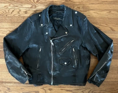 Vintage Wilsons Leather Motorcycle Jacket Mens Biker Belted Punk Rock Sz 48 - Image 1 of 4
