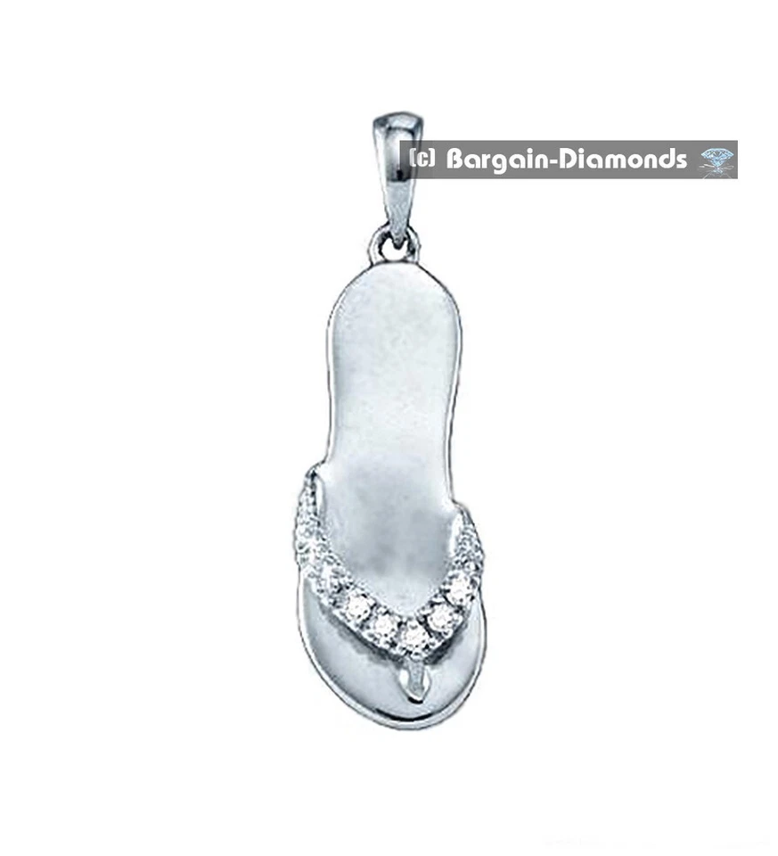 Sandalia de playa Lifestyle .03Ct. Colgante de 5 diamantes naturales de ley 925 24x7,5 mm Foto 1 de 4