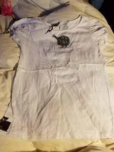Girls white Bird abstract  applique design chichigirl  shirt medium size nwot  - Picture 1 of 3