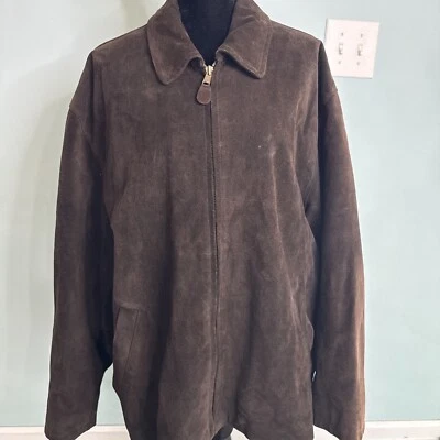 Dockers Brown Genuine Leather Full Zip Men’s Jacket, Size XL - Image 1 of 4