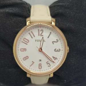 Fossil Jacqueline ES3943 Women's Beige Leather Analog Dial Quartz Watch DE348 - Picture 1 of 10