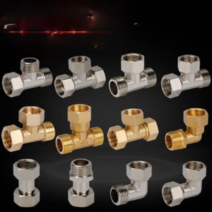 1/2'' Brass 3 Way BSP T-Shape Equal Thread Tee Connector Pipe Fittings Adapters - Picture 1 of 30