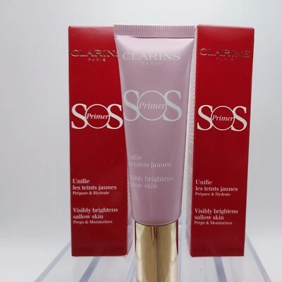LOT OF 2 Clarins SOS Face Primer LAVENDER Brightens Sallow Skin 1oz ea - Image 1 of 4