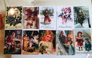 Viktorianische traditionelle Handarbeit! 10 Stück Weihnachtskarten Vintage Illustration - Bild 1 von 10