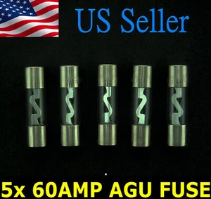 5er PACK 70 AMP AGU SICHERUNGEN SICHERUNGEN VERNICKELT RUND GLAS SICHERUNG - Bild 1 von 1