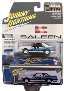 New 2024 Johnny Lightning Blue With Mustang GT Saleen With Storage Tin - Picture 1 of 2