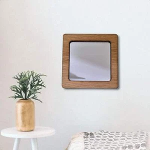 Wood Framed Square Mirror - Picture 1 of 10