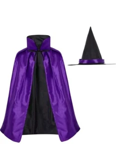 Capa de bruja para niños 2 piezas con sombrero capa de vampiro de doble cara unisex Halloween - Imagen 1 de 3