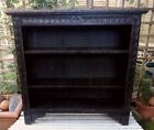 Antique Arts And Crafts Style Carved Wooden Bookcase With Adjustable Shelves