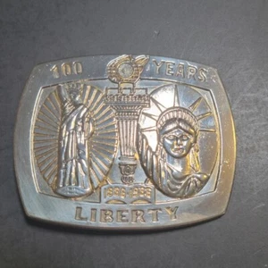 Vintage~Sterling Treasury~ Statue Of Liberty Belt Buckle~ 100 Years~1886-1986 - Picture 1 of 10