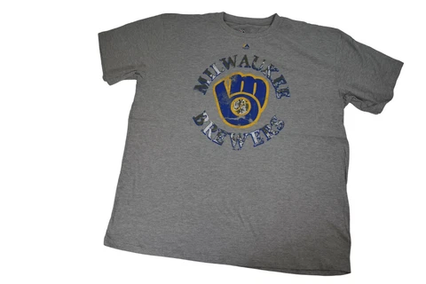 Majestic MLB Mens Big & Tall Milwaukee Brewers Shirt New 2XL, 3XL Cover