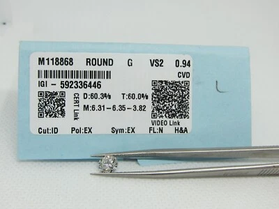 0.94ct Lab Grown Round Brilliant H&A Ideal Cut Diamond - Image 1 of 4