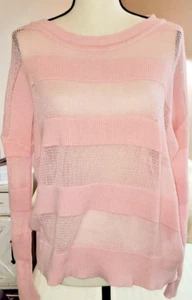 One Grey Day 100% Cotton Blanch Crewneck Sweater Pink ~ Small ~ Drop Shoulder - Picture 1 of 3
