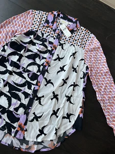 NWT New Anthropologie Maeve The Paz Contrast Button Down Blouse Shirt XS (GR179 - Picture 1 of 7