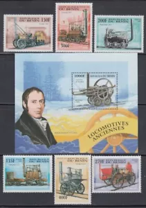 BENIN SC# 1022-8 CPL SET MNH di 6 DIFF + UN FOGLIO SOUVENIR DELLE PRIME LOCOMOTIVE - Foto 1 di 1