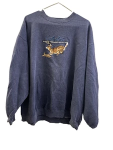 Vintage Cabelas Sweatshirt Mens 2XL Blue Buck Deer Embroidered Hunting Outdoors - Picture 1 of 6