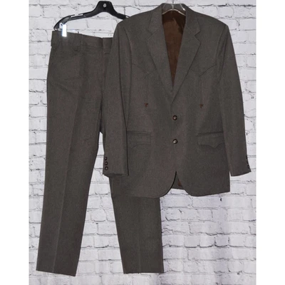 Conjunto de 2 pantalones traje Circle S vaquero Western Ranch Wear vintage para hombre Foto 1 de 4