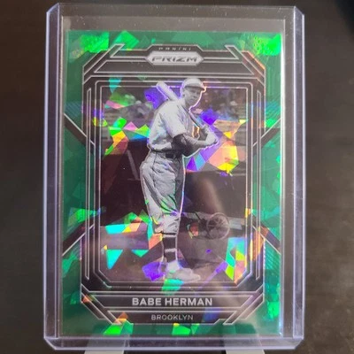 2023 Panini Prizm Baseball Green Cracked Ice Prizm - #221 Babe Herman - Image 1 of 2