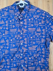 Camisa J Crew Para Hombre Talla L Ajustada Manga Corta Botones Velero Algodón - Imagen 1 de 10