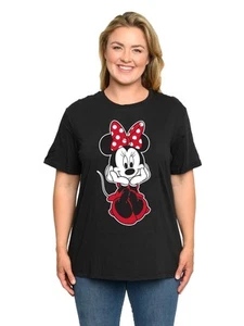 Minnie Mouse T-Shirt Sitting Black Disney Women's Plus Size Graphic Tee - Picture 1 of 7