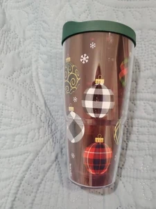 Tervis Weihnachtskugeln 24 Unzen Becher mit grünem Deckel, Feiertagsthemat kein Strohhalm - Bild 1 von 5