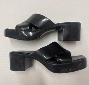 Jeffrey Campbell Bubblegum Platform Jelly Sandals Black Chunky Heels 10 41 - Picture 1 of 7