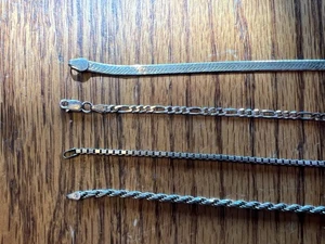 925 Sterling Silver Chain Necklace .925 Italy Lot Of 4 Different ones **READ** - Picture 1 of 10