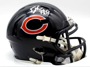 Von TJ Edwards Chicago Bears signierter Mini Football Helm mit Beckett Echtheitszertifikat BV10321 - Bild 1 von 2