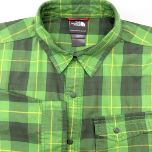 The North Face Men's Long Sleeve Snap Front Green Striped Outdoor M Hiking - Picture 1 of 7
